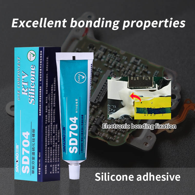 Sandao 704 Silicone Rubber High Temperature Resistant Sealant LED Lamp Electronic Components Bonding Fixed Waterproof Insulation Silicone