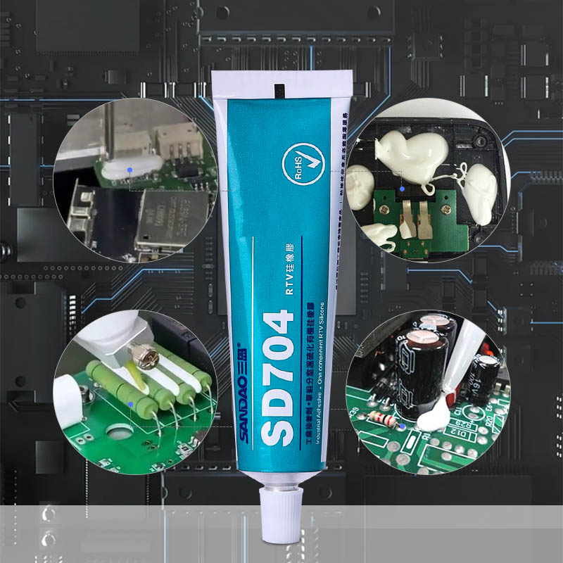 Sandao 704 Silicone Rubber High Temperature Resistant Sealant LED Lamp Electronic Components Bonding Fixed Waterproof Insulation Silicone
