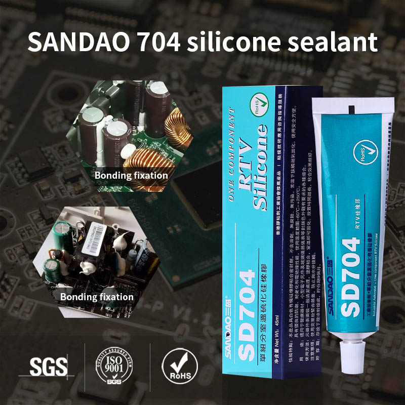 Sandao 704 Silicone Rubber High Temperature Resistant Sealant LED Lamp Electronic Components Bonding Fixed Waterproof Insulation Silicone